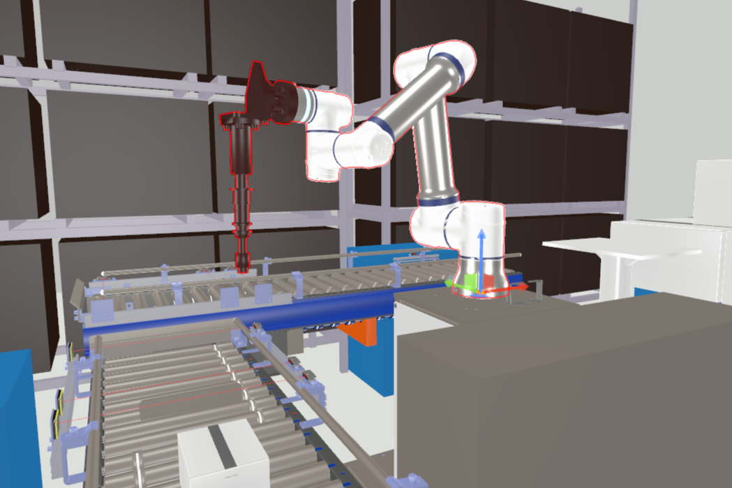 ロボットハンドを装着して干渉を確認する画面