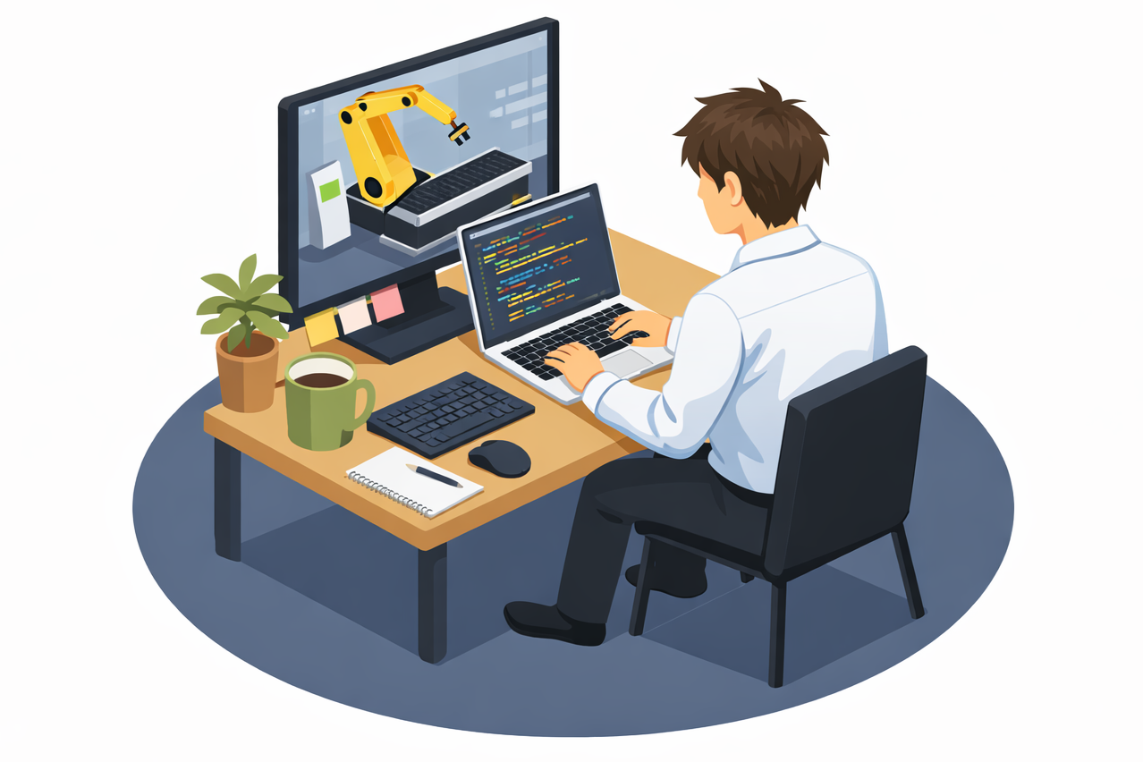 協働ロボットをオフラインで検証する作業イメージ